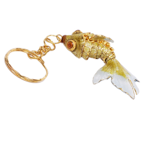 Goldfisch, Golden Fish, Cloisonne Emaille, 4458 - gelb/gold 6cm - zum Schließen ins Bild klicken